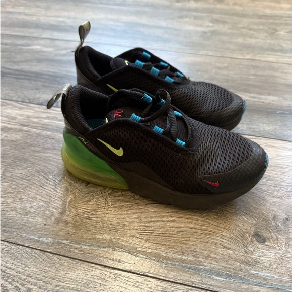 Nike air max 270 Kids Shoes, size 12 Black with Neon Green accents - Picture 1 of 5